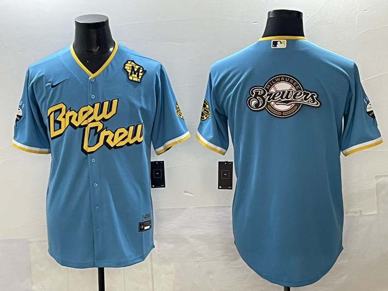 Men Milwaukee Brewers blank blue Nike MLB 2025 Jersey 005